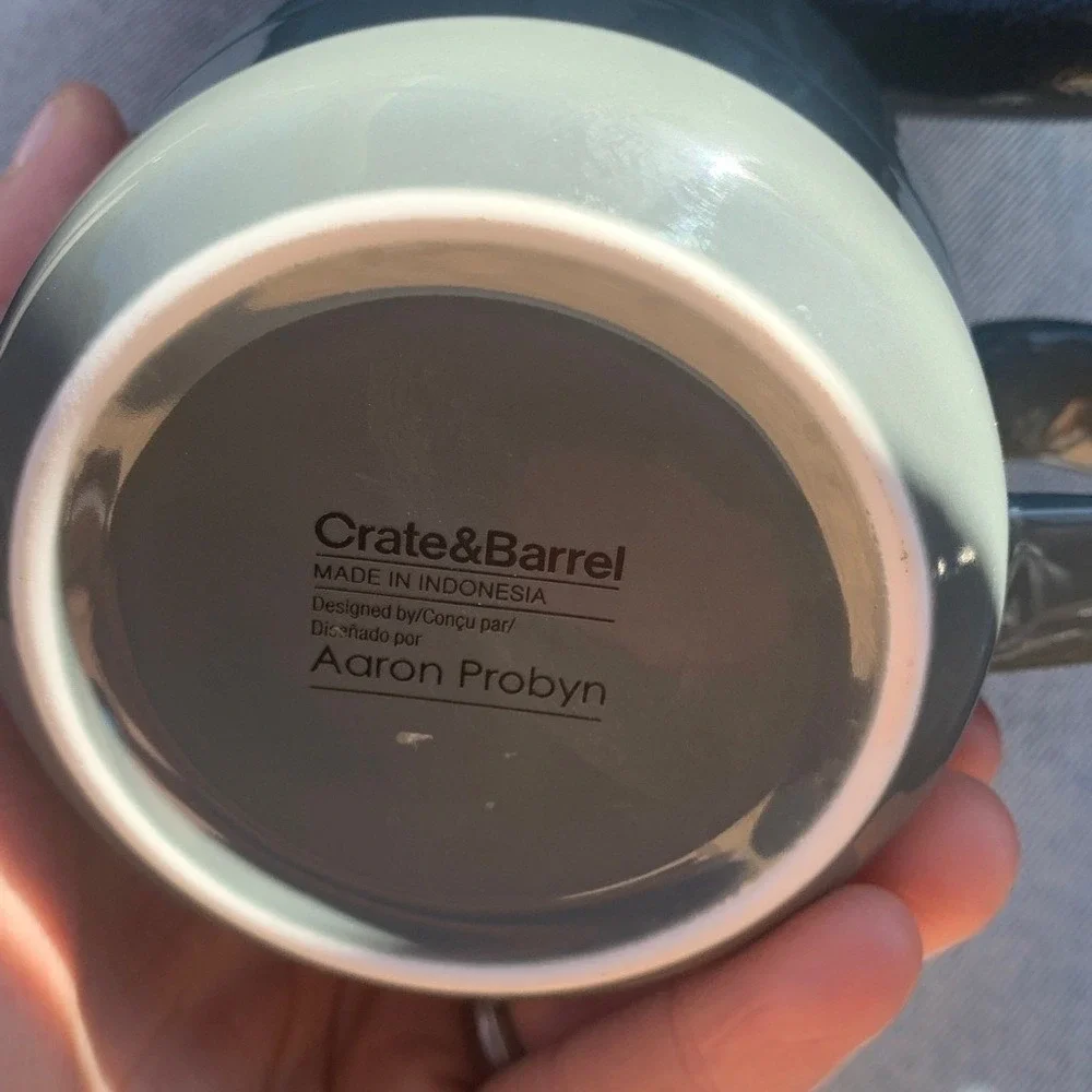 Crate & barrel Aaron Probyn set of 4 mugs gray‎ ceramic